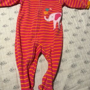 Vibrant Pink and Orange Striped Kids Footie